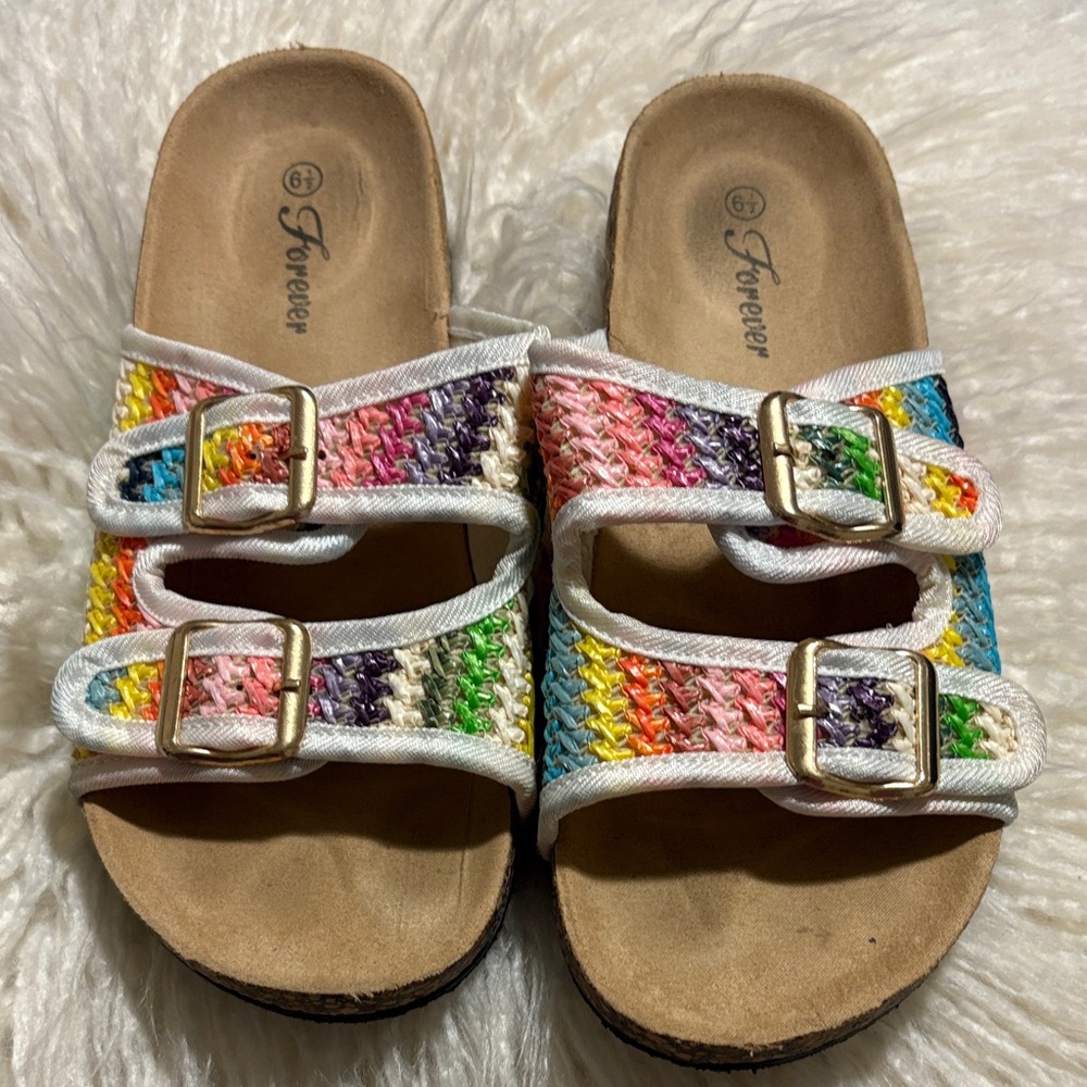 Colorful Woven Sandals with Buckles